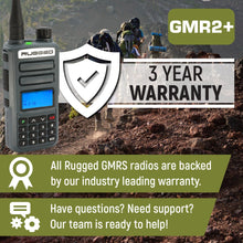 Load image into Gallery viewer, GREAT OUTDOORS PACK - GMR2 GMRS and FRS Two Way Handheld Radios with Lapel Mics and XL Batteries
