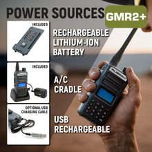 Load image into Gallery viewer, GREAT OUTDOORS PACK - GMR2 GMRS and FRS Two Way Handheld Radios with Lapel Mics and XL Batteries
